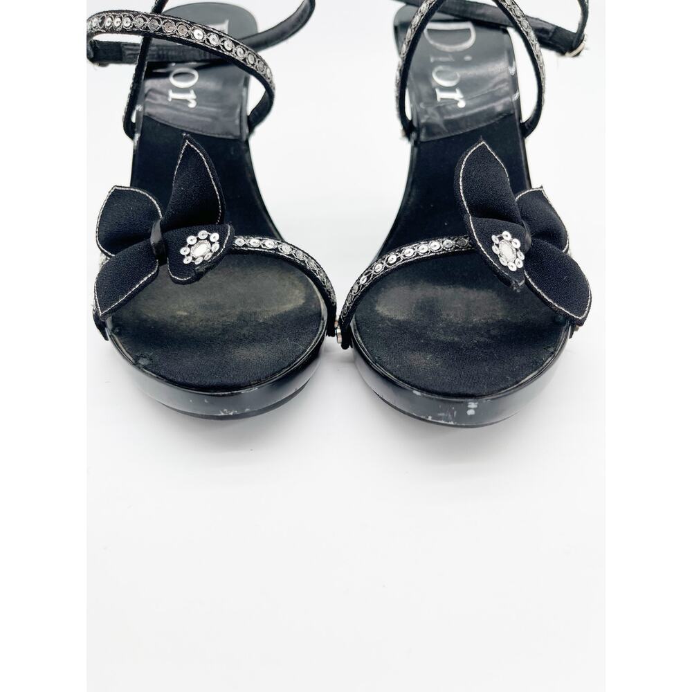 Christian Dior Vintage Y2K Black Butterfly Sequin Strappy Platform Sandals EU 37 - Picture 7 of 16